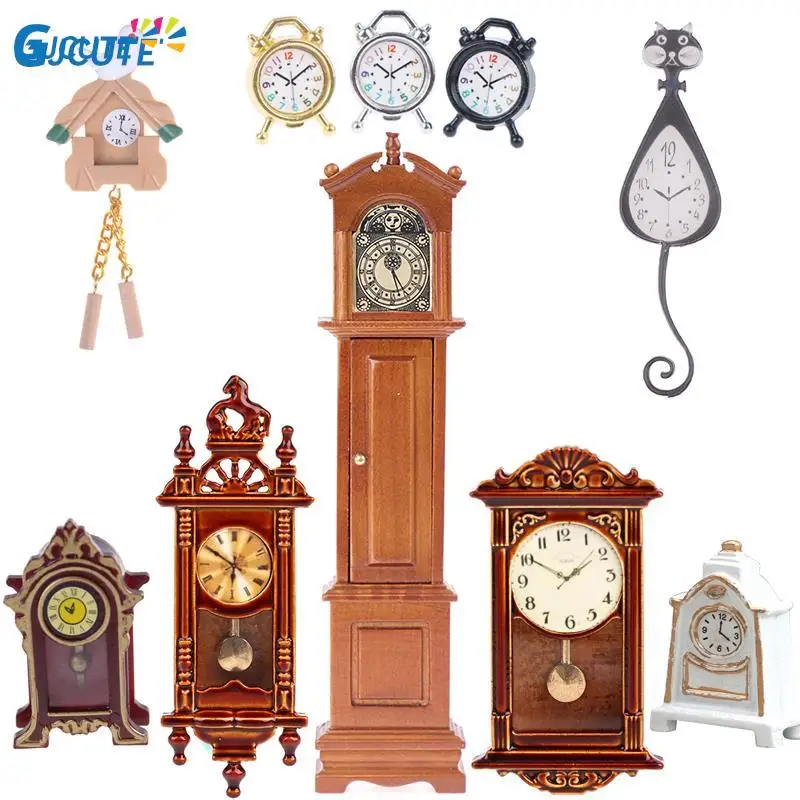 Multi Dollhouse Wall Clock Bird Octagonal Alarm Clocks Doll House Miniature - £7.16 GBP+