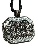 Longboat Pendant Drakkar Talisman Rune Norse Viking Leather Corded Jewellery - £14.70 GBP