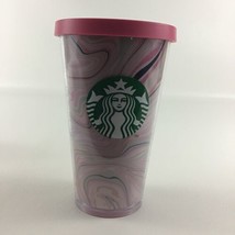 Starbucks 16oz Tumbler Cup Pink Swirl Heart Valentines Day Lid Coffee Co... - £30.99 GBP