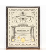 1929 Freemason Masonic Degree Certificate in Frame Gorgeous Memorabilia - $247.48