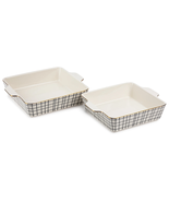 Stoneware Square Baker, Black &amp; White Crosshatch, 2-Piece Set - $880.61 MXN