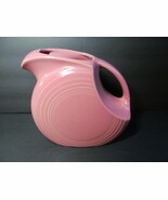Fiestaware Homer Laughlin Pink Rose Large Disc Water Pitcher 1986 Vtg - $78.27 CAD