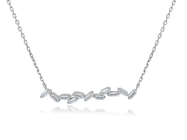 ADIRFINE 925 Sterling Silver Wavy Baguette Bar Pendant Necklace Choker - $59.99