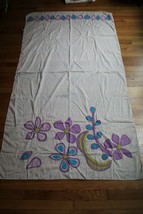 Antik Batik Large Rectangle Scarf 40x70 Applique Embroidered Floral - $27.36