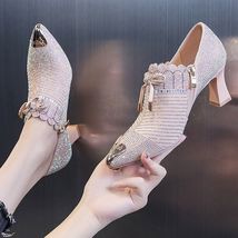 New High Heels Woman,Fashion Sexy Women Pumps,Rhinestone Shoes,Block Heel,Pointe - £54.97 GBP