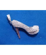 Large 925 Sterling Silver Pink Bottom Shoe Pendant Free Shipping - $39.99