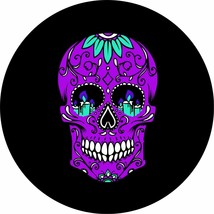 Purple Teal candle skull Spare Tire Cover ANY Size, ANY Vehicle, Camper, RV - £89.48 GBP