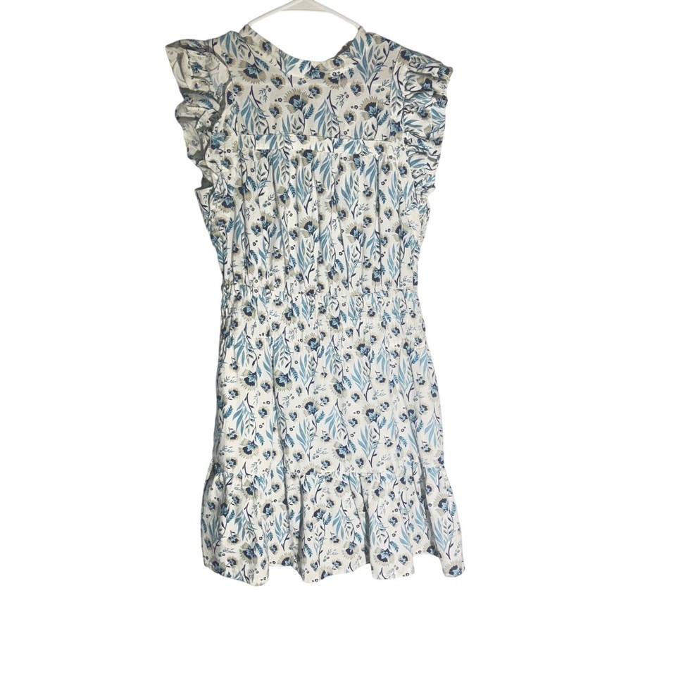 Universal Thread Blue Floral Ruffle Dress | Cotton Linen Blend | Size M Item image 8