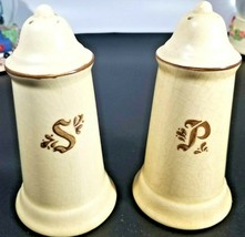 Vintage Set of Pfaltzgraff Village Pattern Stoneware Salt &amp; Pepper Shakers - £18.96 GBP