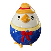 Vintage Ceramic Chick Shaped Mug with Lid – Blue Polka Dot Outfit &amp; Hat ... - $18.90