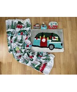 Christmas Shower Curtain Tinsel Town Small Camper String Lights Tree Red... - $22.50