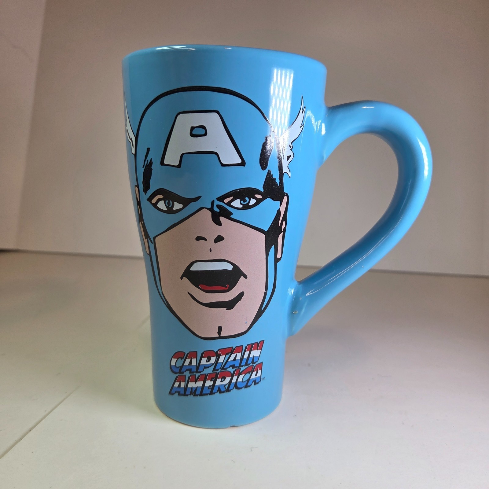 Captain America Marvel Comics Mug by Silver Buffalo 2010 16oz Blue Tall Cup Item image 3