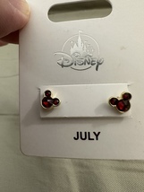 Disney Parks Mickey Mouse Faux Ruby July Birthstone Stud Earrings Gold Color image 5