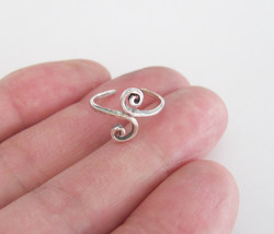 Sterling Silver Rustic swirls narrow size small adjustable toe ring - £40.15 GBP