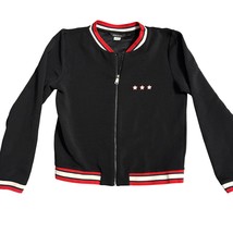 River Island Girls Black Bomber Jacket 9/10 Yrs Bomber Jacket &quot;Heartbrea... - $26.88