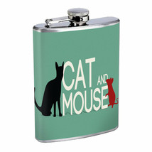 Cat &amp; Mouse Em3 8oz Stainless Steel Flask Drinking Whiskey Liquor - £11.83 GBP