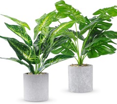 2pcs Fake Plants 16&quot; Faux Plants Artificial Potted Plants Indoor for Hom... - £29.59 GBP