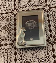 Temptation Silvertone Cat Themed Photo Frame 3&quot; x 4&quot; Easel Back Hangs Brand New - £8.69 GBP