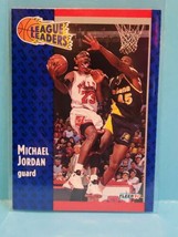 1991-1992 Fleer Basketball Michael Jordan Card #220 League Leaders Chicago Bulls - £2.81 GBP