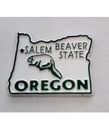 Oregon die cut rubber fridge magnet white green Beaver State Salem - $10.01