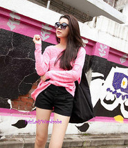 Japan Oversized Boyfriend Mixed Knit Sweater! Pink - $16.48