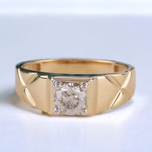 signet 4mm round cut moissanite wedding mens ring, lab diamond engagement man ri - £125.07 GBP