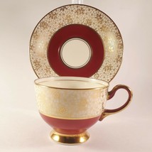 RARE Collingwoods Vintage red and gold bone china teacup and saucer 7776-M - £9.23 GBP