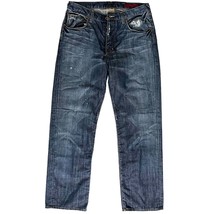 Banana Republic Size 33 Jean Straight Fit Mens Distressed Button Fly Dark Wash - £12.67 GBP