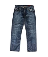 Banana Republic Size 33 Jean Straight Fit Mens Distressed Button Fly Dark Wash - $16.20