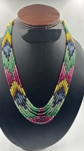 Natural Multi stones cutting  Beads 7 Line Necklace set weight Approx 530 CT - $139.81