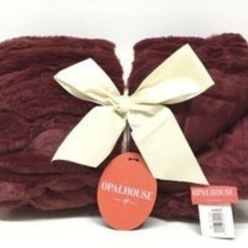 Opalhouse Ruched Faux Fur Throw Blanket Berry Wine - $23.75