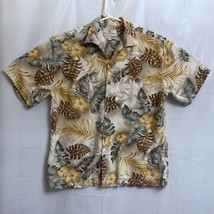 Island Shores Tropical Hawaiian Shirt Men&#39;s Large L Leaves Flowers 100% ... - £3.93 GBP