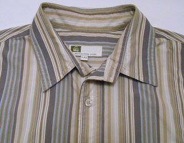 TILLEY Endurables Men's SHIRT Tan Brown Ivory Stripe Short Sleeve Travel Wear L - $32.95