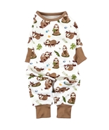 Soft Sloth Bear Print Onesie Pajamas with  Brown Cuffs sizes: XS - XXL - $24.99
