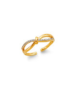 14K Yellow Gold Cubic Zirconia Infinity Toe Ring - €228,23 EUR