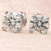 2 TCW Round Cut White Moissanite Solitaire Stud Earring In S925 Sterling... - £71.76 GBP