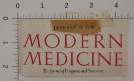 1950 Modern Medicine Magazine Front Cover Clipping Diagnosis and Treatment - £28.31 GBP