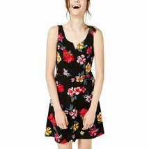 Planet Gold Junior Womens S Black Floral Notched Sleeveless Casual Dress NWT - £9.25 GBP
