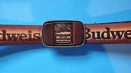 BUDWEISER  Leather Belt &amp; Matching Leather Bud Buckle (28&quot;-54&quot; waist) Ne... - $38.56