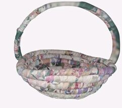 Whimsical Pink &amp; Green Woven Fabric Fairy Cottagecore Basket - $33.94