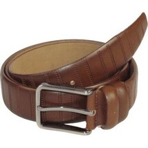 Men Classic Genuine Leather Belt PIERO ROSSI Turkey Soft Full Grain #Brown line image 8