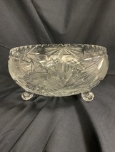 Vintage American Brilliant Cut Glass Footed Bowl 8.75”x5” - £23.61 GBP