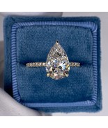 Pear Moissanite Vintage Style Stack Ring 925 Silver Moissanite Engagemen... - $391.03 CAD