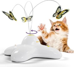 Interactive Cat Toy: White Automatic Butterfly Cat Toy with 2 Replacements - £13.40 GBP