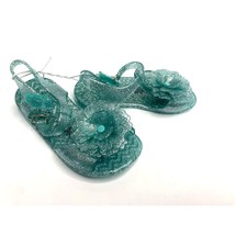 GIrls Toddler Girls Size 6 Blue Sparkle Jelly Sandals Shoes Flower Toe Embellish - £7.90 GBP