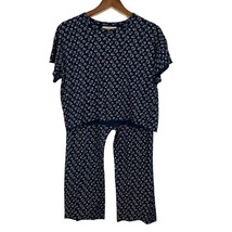 The Great Sleep Set Womens XS Small Navy Blue Floral Shirt Top 0 Bottom ... - £39.95 GBP