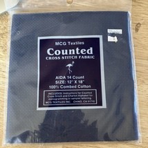 MCG Textiles, 14 Count Aida, Navy Blue 100% Combed Cotton Fabric 12&quot; x 18 - $9.49