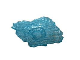 Art Glass 8&quot;L x 6&quot;W Iridescent Plate Oyster Shell Textured Turkey Teal - $13.86