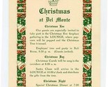 Christmas at Del Monte Meal Schedule Del Monte California 1937 Monterey  - $77.22