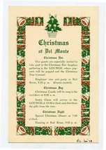 Christmas at Del Monte Meal Schedule Del Monte California 1937 Monterey  - £60.51 GBP